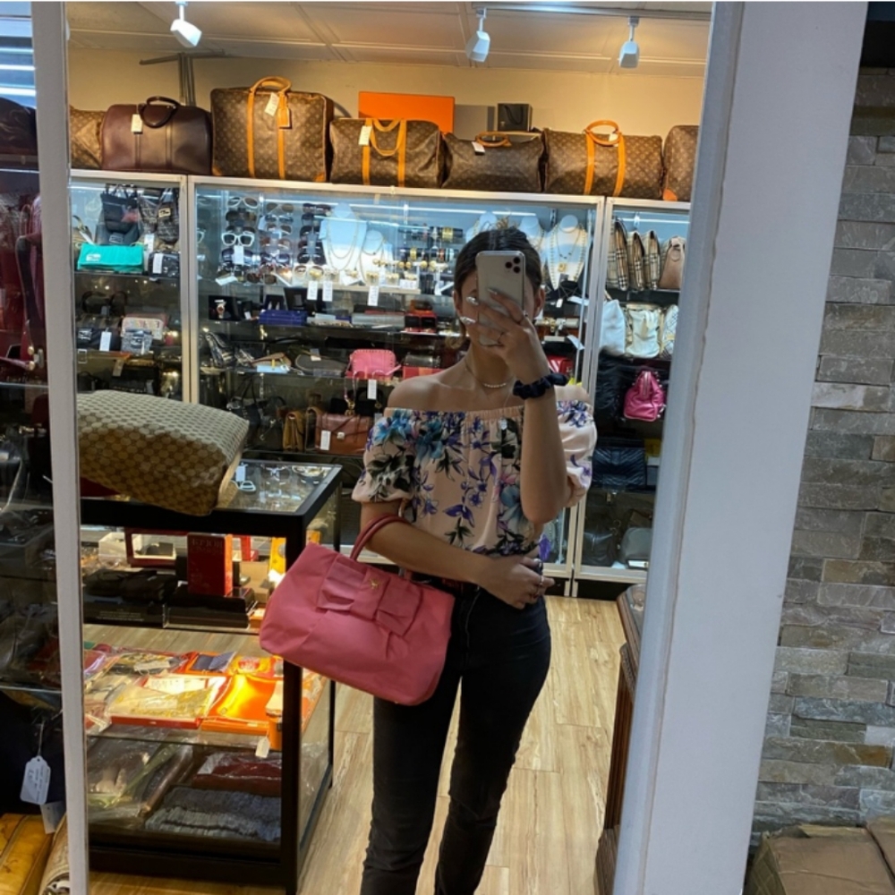 Authentic Prada vintage collectibles pink Tessuto Fiocco Bow Bag